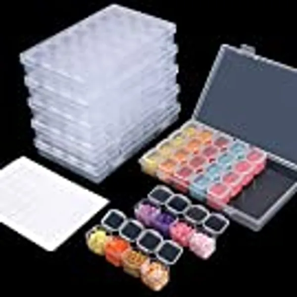 SGHUO 168 Slots 6pcs 28 Grids Diamond Painting Boxes Plastic Organizer, Bead Organizer