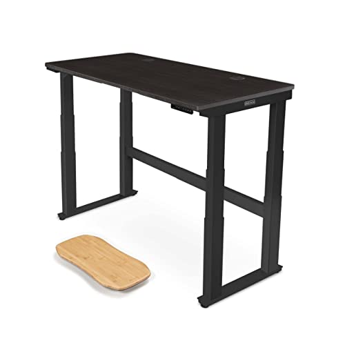 Uplift Black Bamboo (60 x 30 inch) Electric Standing Desk V2-Commercial (Black) 4-Leg Adjustable Stand Up Desk, Advanced Keypad, Wire Grommets, Wire Management Tray, Bamboo Rocker-X Board - 60" x 30" - Bk Bamboo Desktop / Black Com Frame