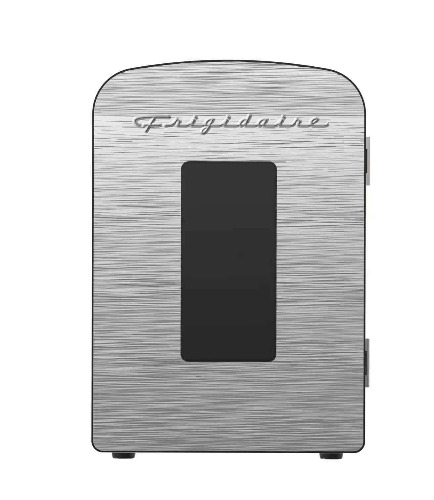 Frigidaire Portable 9-Can Mini Cooler Fridge Brushed Stainless Rugged, Window, EFMIS189-SS, Clear Door, Glass - Glass