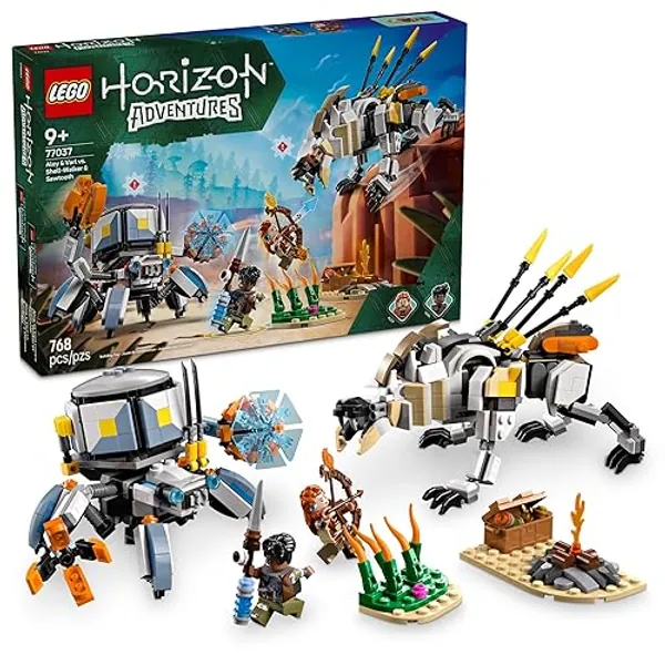 LEGO Horizon Adventures Aloy & Varl vs. Shell-Walker & Sawtooth Kids Toy - Building Toy for Boys & Girls, Ages 9+ - Gaming Gift Idea for Horizon Fans - 77037