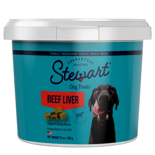 Stewart Freeze Dried Dog Treats, Beef Liver, Healthy, Natural, Single Ingredient, Grain Free Dog Treat, Liver Treats for Dogs, 21 Ounces, Resealable Tub - Beef Liver - 1.31 Pound (Pack of 1)