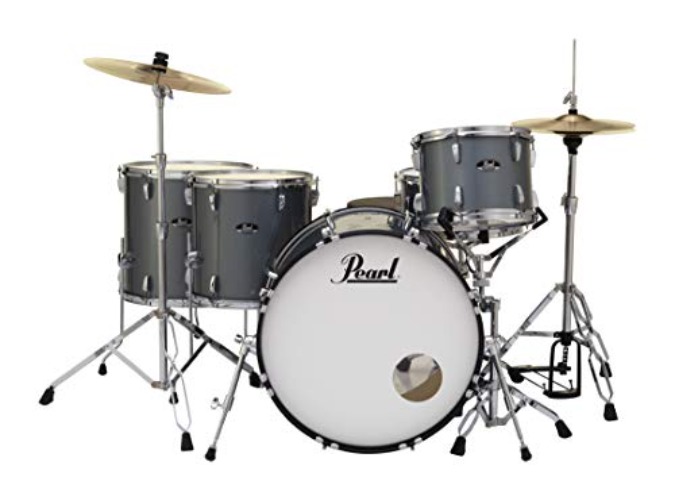 Pearl Roadshow Drum Set 5-Piece Complete Kit with Cymbals and Stands, Charcoal Metallic (RS525WFC/C706) - Rock - Charcoal Metall