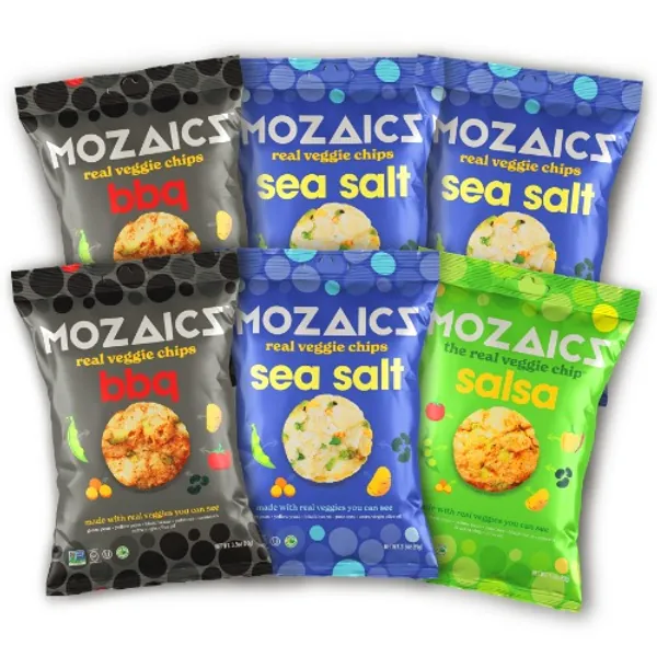 Mozaics VARIETY - Popped Veggie Chips (6-pack) | Healthy Pea Protein Crisps | Gluten free (3.5 oz bags) - Variety 3.5 Ounce (Pack of 6)