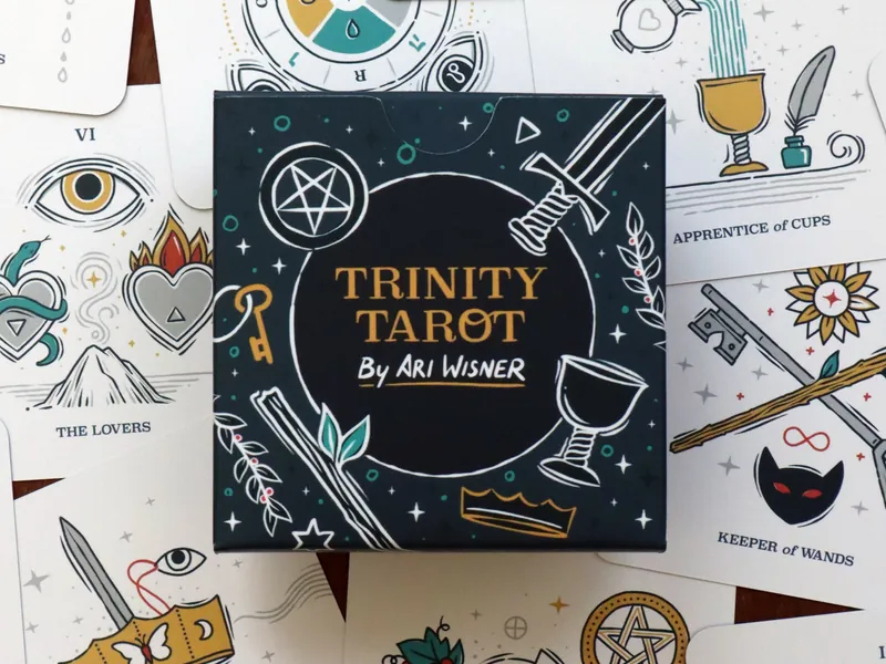 Trinity Tarot Genderless Plastic-free 78 Square Card Deck with prompts