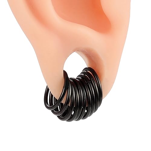 10 PCS 16G Seamless Rings Segment 316 Stainless Steel Stack Clickers Jewelry - 1.2*8mm 10 PCS - Black Classic