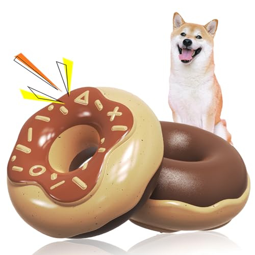 Arimilk Dog Squeaky Toys for Aggressive Chewers,Doughnut Shape Dog chew,Durable & Tough Dog Toys for Small Medium Dogs,Interactive Dog Toys for Boredom (Chocolate) - Chocolate