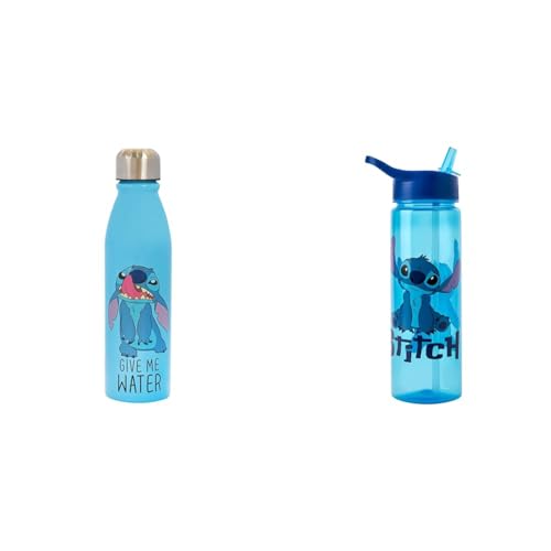 Disney Stitch Aluminum Water Bottle 600ml – Official Merchandise by Polar Gear & Stitch Water Bottle Flip Up Straw 600ml – Official Merchandise by Polar Gear - Bottle + Bottle Flip Up Straw 600ml