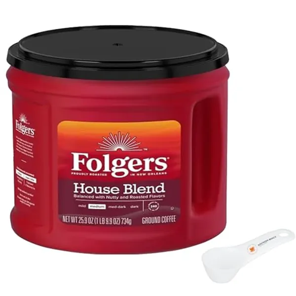 Folgers Ground Coffee Medium and Dark Roast (Pack of 1) Includes Coffee Scoop (House Blend)