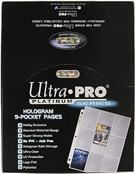 Ultra Pro 9 Pocket Pages Platinum Series 100 Pages of Card Sleeves for Trading Card Binder, Baseball Card Binder, Pokemon Card Sleeves and Baseball Card Sleeves