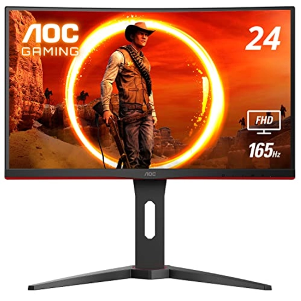 AOC C24G1A 24" Curved Frameless Gaming Monitor, FHD 1920x1080, 1500R, VA, 1ms MPRT, 165Hz (144Hz supported), FreeSync Premium, Height adjustable Black