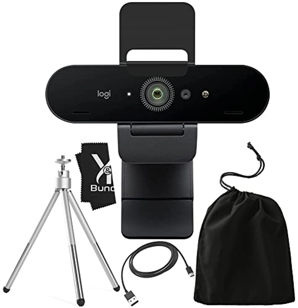 Logitech Brio 4K Webcam Ultra HD with Microphone [Latest Version] for Desktop with Tripod & Universal Mount - Logitech Webcam USB Computer Camera - Ultra Pro Wide Angle Webcam for Streaming or Gaming