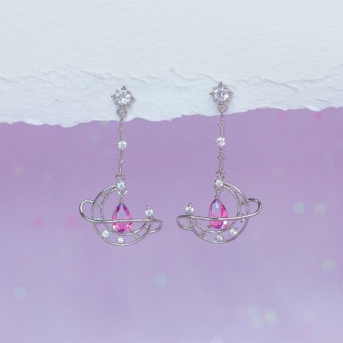 Crescent Moon Drop Earrings - Silver