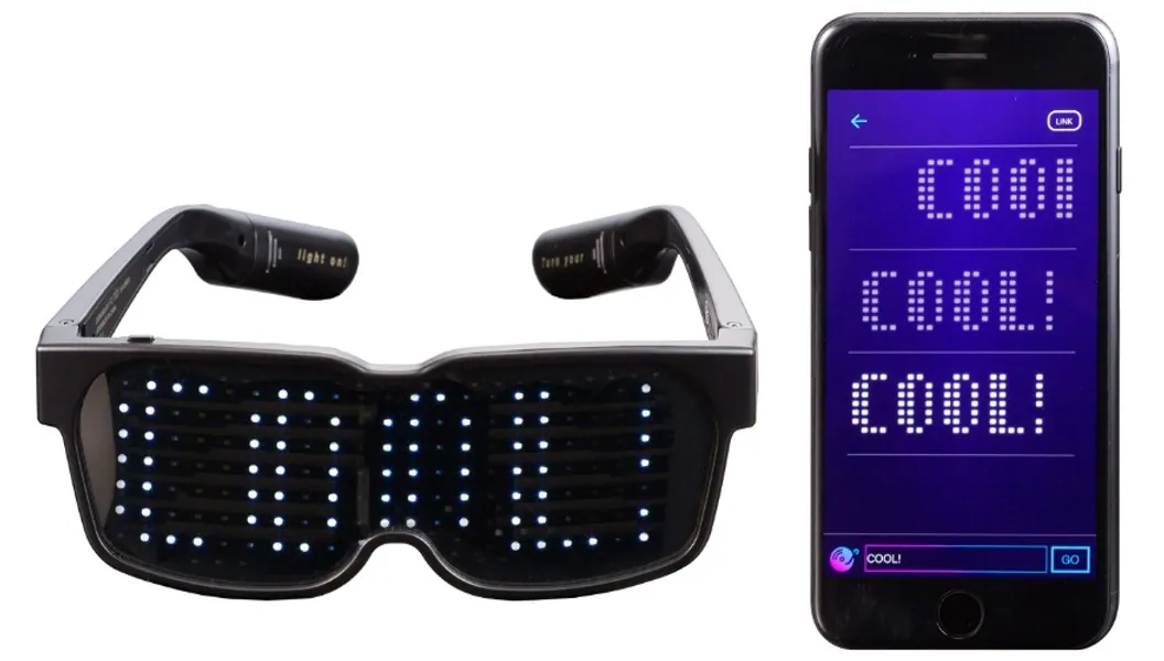 CHEMION - Customizable Bluetooth LED Glasses for Raves, Festivals, Fun, Parties, Sports, Birthday, Costumes, EDM, Flashing - Display Messages, Animation, Drawings! - 