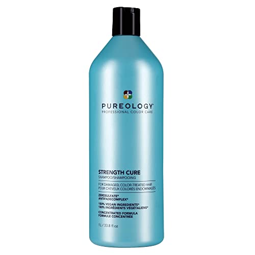 Pureology Strength Cure Shampoo | For Damaged, Color-Treated Hair | Fortifies & Strengthens Hair | Sulfate-Free | Vegan - 33.8 Fl Oz (Pack of 1)