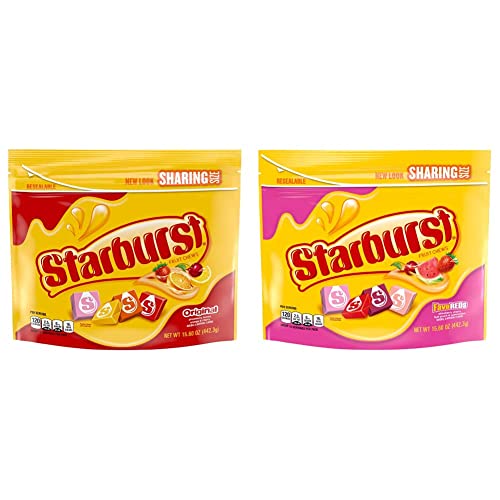 STARBURST Original Fruit Chews Candy, 15.6-Ounce Pouch STARBURST FaveREDs Fruit Chews Candy, 15.6 Ounce Pouch - 15.6 Ounce (Pack of 2) - Original + FaveREDs