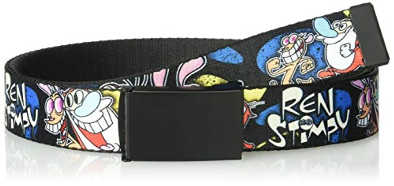 Nickelodeon mens Buckle-down Web Ren & Stimpy Show 1.25" Belt, Multicolor, 1.25 Wide - Fits up to 42 Pant Size US, Multicolor, 1.25" Wide - Fits up to 42" Pant Size