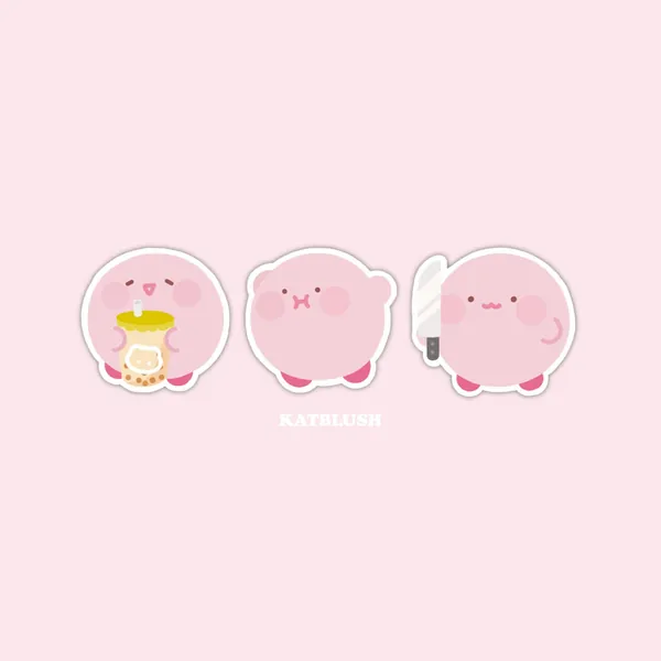 Cute Pastel Kirby Glossy Sticker Pack or Singles