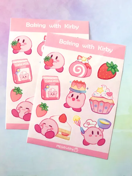Baking With Kirby || A6 Vinyl Sticker Sheet