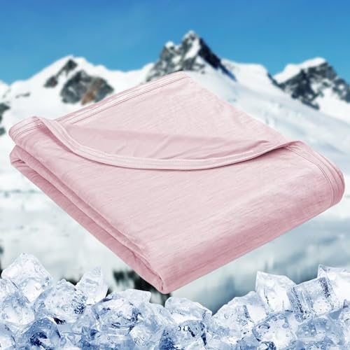HOMFINE Cooling Blankets for Hot Sleepers - Summer Blanket Thin Lightweight Breathable Soft Double Side Enhanced Cooling Blanket for Bed Couch Sofa, Keep Cool for Night Sweats (Pink, 90 x 90 inches) - Pink - Queen (90"x90")