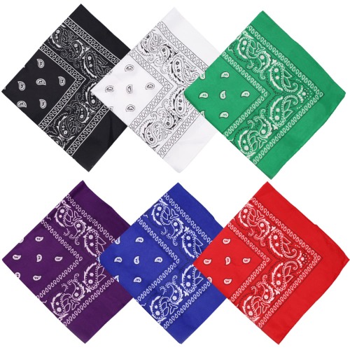 Aohcae Paisley Bandana, 6Pcs Multifunction Bandanas for Women and Men, Unisex Polyester-Cotton Head Scarf, Handkerchief, Neckerchief Pirate Headband Cowboy Accessories for Party(6 colors)