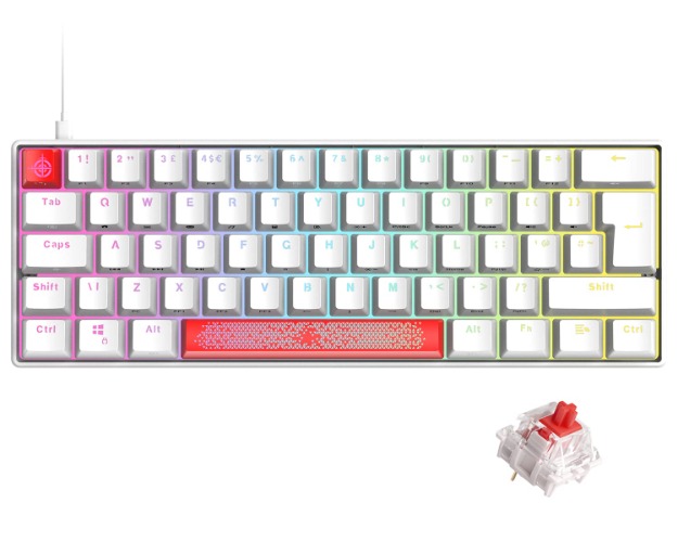 UK Layout 60% Mechanical Gaming Keyboard Mini Compact Type C Wired 61 Keys LED USB Waterproof Keyboard 14 Chroma RGB Backlight Anti-ghosting Keys+Extra Keycaps for Computer/PC/Laptop/MAC QWERTY, White