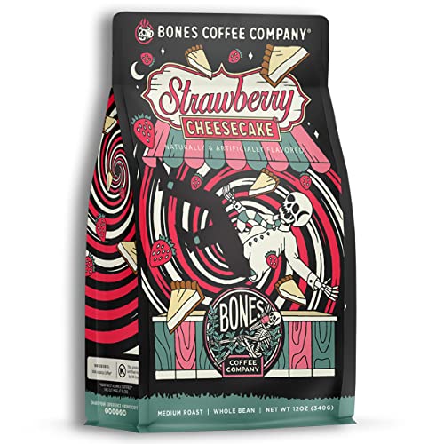 Bones Coffee Company Strawberry Cheesecake Ground Coffee Beans