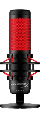 HyperX QuadCast - USB Condenser Gaming Microphone, for PC, PS4, PS5 and Mac, Anti-Vibration Shock Mount, Four Polar Patterns, Pop Filter, Gain Control, Podcasts, Twitch, YouTube, Discord, Red LED