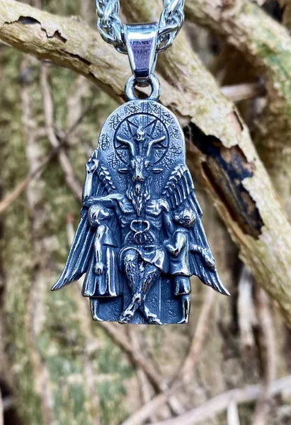 Oxidised Stainless Steel Baphomet Pendant Necklace