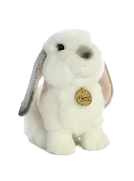 Aurora World Miyoni White Plush Lop Eared Rabbit with Gray Ears, Large