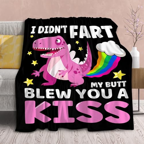 Funny Cat Blanket Gift for Girls Boys- 40x50 Inches Soft Flannel Throws Blankets Funny Gift for Teen Women Men Adult Cute Cat Lover Gifts for Birthday Christmas Halloween Bed Sofa Couch - Dinosaur - King-120x90in