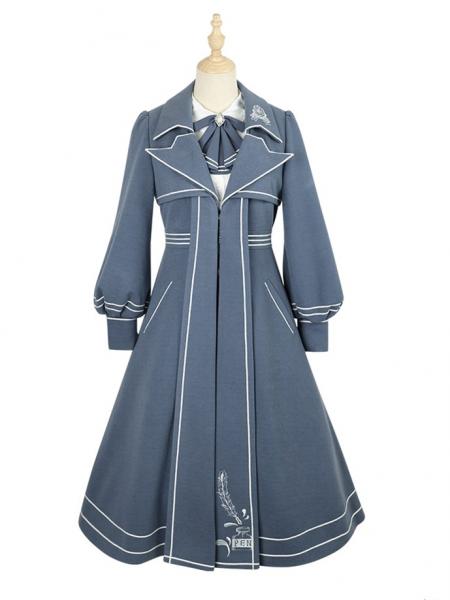 [$119.50]Book of Lies Lapel Collar Long Sleeves Military Lolita Coat