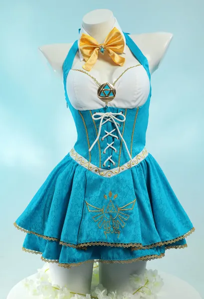Princess Zelda Derivative Uniform Dress Outfit School Dress with Sleeves  Cosplay Costume
