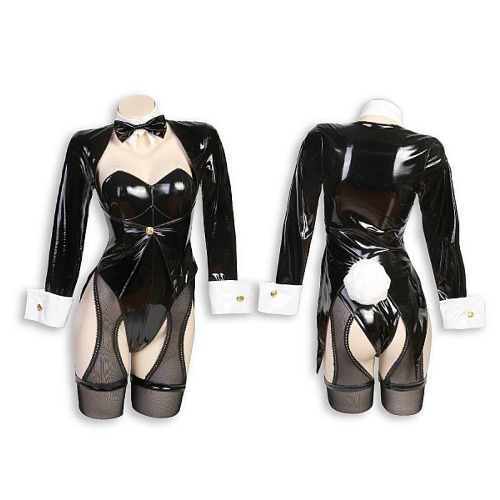 【In Stock】DokiDoki-R Anime Cosplay Sexy Bunny Girl Black | All Leather / M