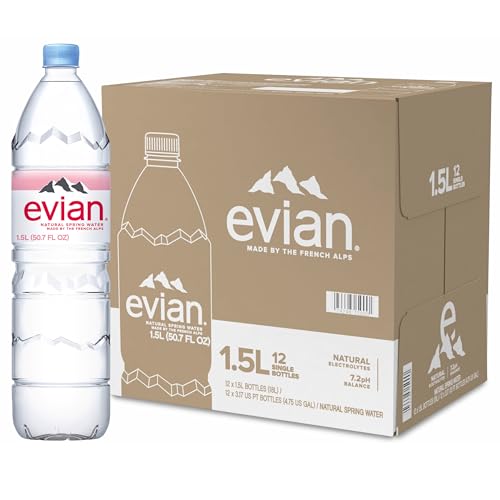 evian Natural Spring Water, PH Balanced with Natural Electrolytes, 50.7fl oz./1.5L Bottles (pack of 12) - 50.7 Fl Oz (Pack of 12)