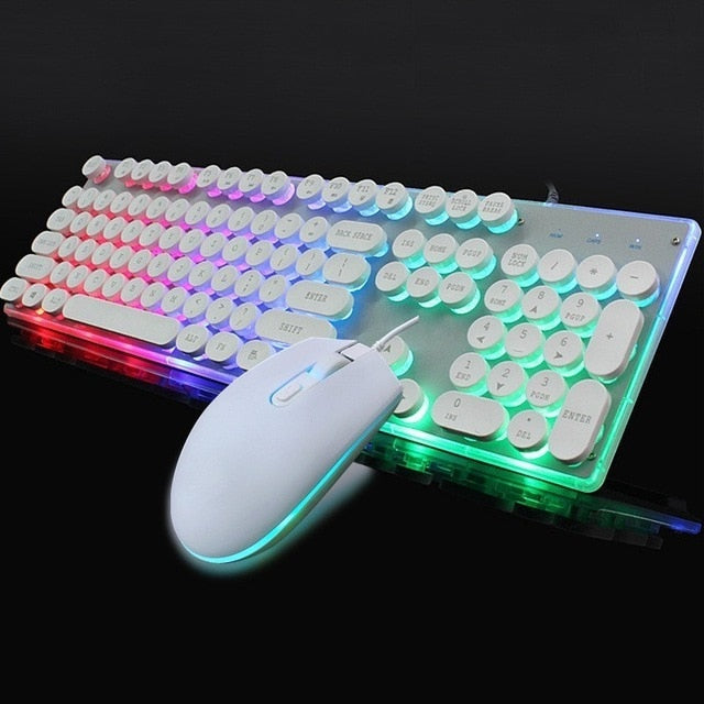Ninja Dragons BX9 LED Backlight Gaming USB Wired Keyboard Mouse Set - White