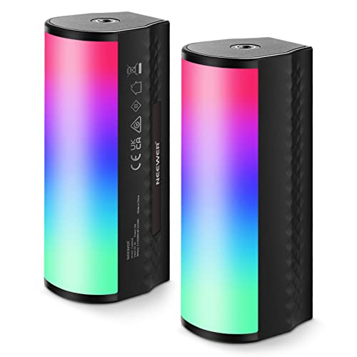 NEEWER 2 Pack Magnetic Handheld Light Wand, 360° Full RGB Mini LED Video Light Stick with 2500mAh Rechargeable Battery,2500-8500K Dimmable Camera Tube Light for Photography TikTok YouTube Vlog,TL96RGB