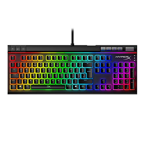 HyperX Alloy Elite 2 – Mechanical Gaming Keyboard, Red Linear Switch, Software-Controlled Light & Macro Customization, ABS Pudding Keycaps, Media Controls, RGB LED Backlit (UK Layout) - single