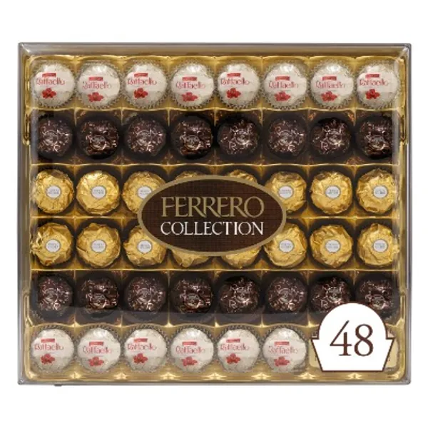 Ferrero Rocher Collection, Fine Hazelnut Milk Chocolates, 48 Count, Gift Box, Assorted Coconut Candy and Chocolates, Great for Holiday Entertaining, 18.2 oz