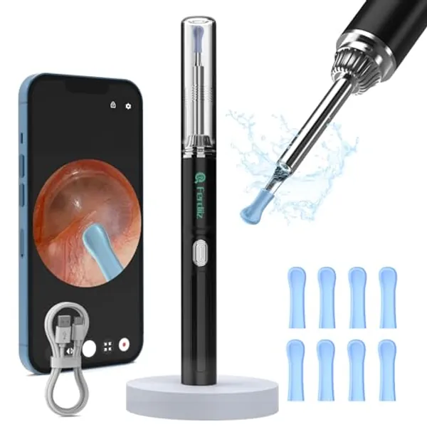 Ferdiiz Ear Wax Removal Kit, Earwax Remover Tool with 1080P Camera Ear Cleaner with Light, Ear Camera Otoscope with 8 Ear Spoon Ear Wax Removal for iPhone, iPad & Android Smart Phones