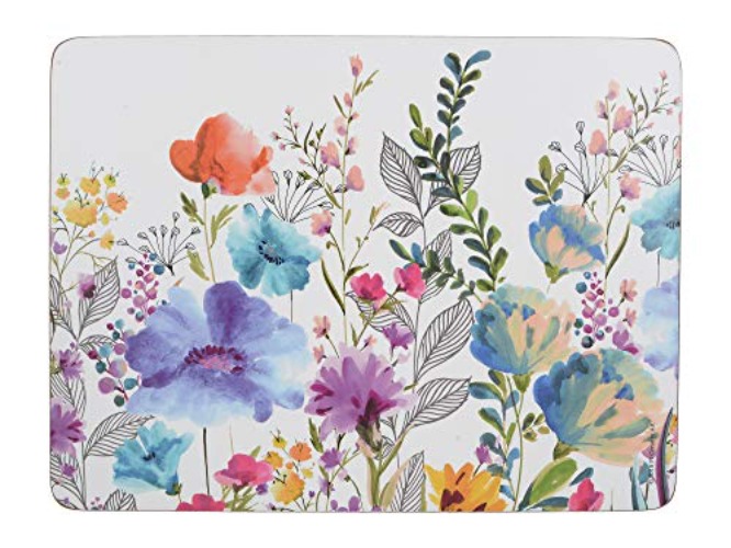 Creative Tops ‘Meadow Floral’ Printed Cork Backed Placemats, Multi Colour, 30 x 23 cm, Set of 6 - 30 x 23 cm, Set of 6 - Meadow Floral