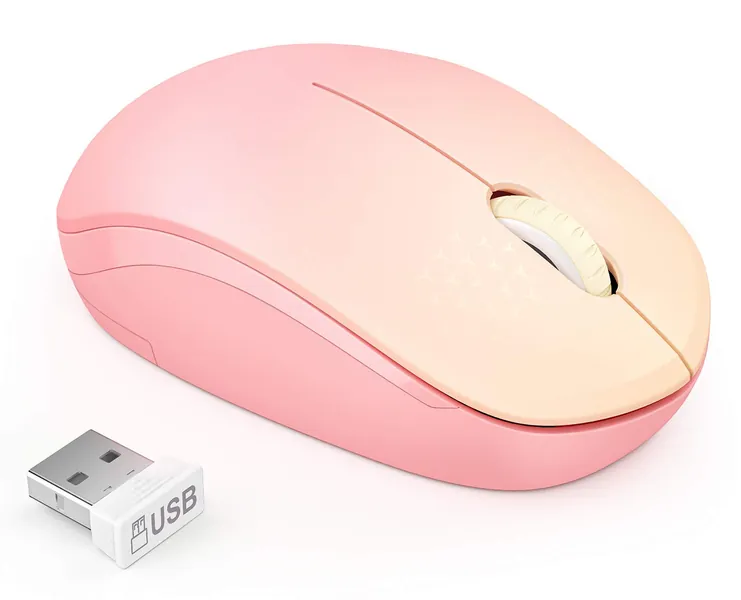 seenda Wireless Mouse, 2.4G Noiseless Mouse with USB Receiver Portable Computer Mice for PC, Tablet, Laptop, Notebook with Windows System - Gradient Pink