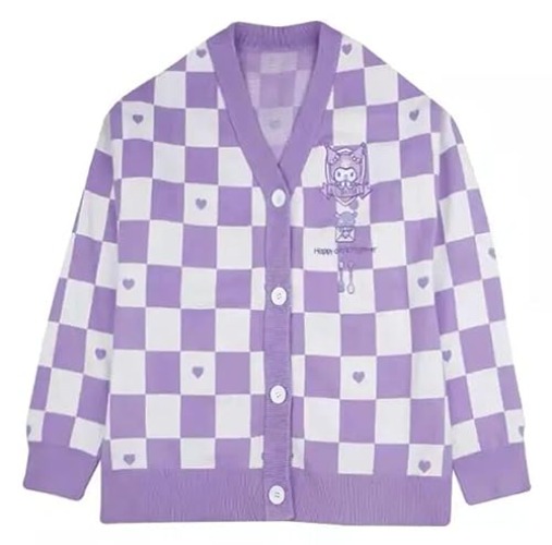 WANHONGYUE Kawaii Cinnamoroll Cardigan Sweaters for Women Girls Long Sleeve Open Front Knit Cardigans JK School Uniform - Small - Purple