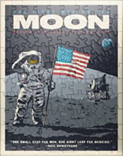 NASA 1969: First Man On The Moon, Vintage Poster - Premium 100 Piece Jigsaw Puzzle for Adults - 100 Pieces