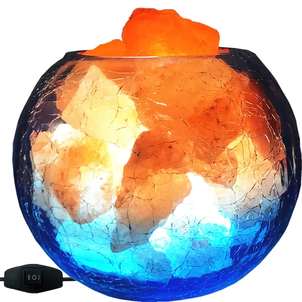V.C.Formark USB Himalayan Salt Lamp, Release Negative Ion Purifying Air, Visual Impact of Ice and Fire, Adjustable LED Modes Salt Rock Lamp, Used for Desk, Bedroom, Living Room and Gift - Blue-2