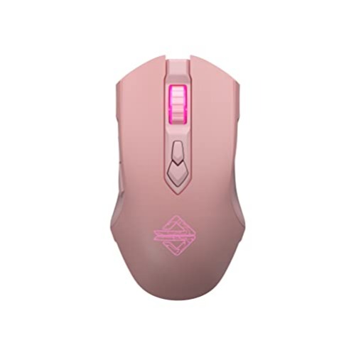 AJ52PRO Watcher 2.4G Wireless/ Bluetooth 5.0/ Wired Gaming Mouse, 10000 DPI, Programmable 7 Buttons, Ergonomic LED Backlit USB Gamer Mice Computer Laptop PC, for Windows Mac Linux OS, Pink - Pink