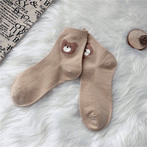 Teddy Bear Socks - Brown / One Size