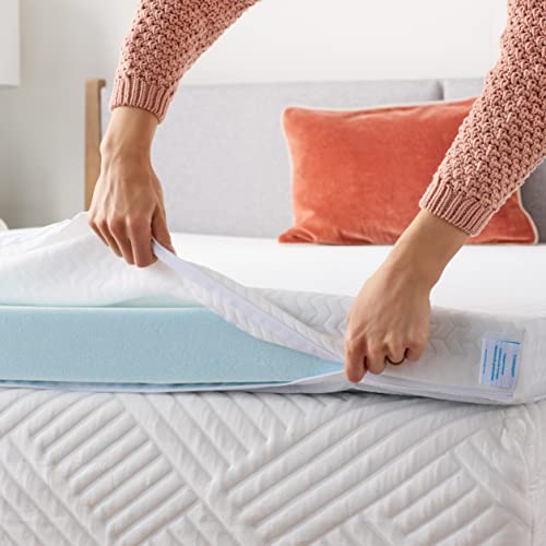 Linenspa 3 Inch Gel Infused Memory Foam Mattress Topper with Removable Cover – Ventilated and Breathable – Washable Cover - Topper With Cover, Queen - Queen - 3 Inch - Topper with Cover