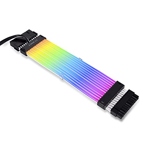 Lian Li Strimer Plus V2 24 Pin (PW24-PV2) -Addressable RGB Power Extension Cable (Strimer L-Connect 3.0 Controller Included) - for Motherboard Connector, PW24-PV2 BLACK - Cable