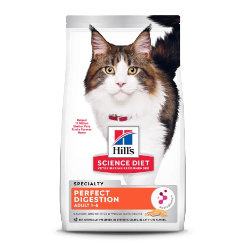 Hill's Science Diet Adult Cat Dry Food Perfect Digestion Salmon, Oats, & Rice, 13 lb. Bag - Salmon, Oats, & Rice 13 Pound (Pack of 1)