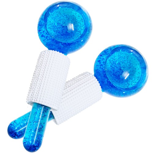 Ice Globes for Facials, 2PCS Cooling Ice Balls for Face, Ice Roller for Facial Massager, Freezer Safe and Highly Effective Ice Globes Tool for Face and Eyes, Daily Beauty, Reduce Puffiness (Blue) - blue